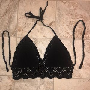 Black Knitted Bralette Top